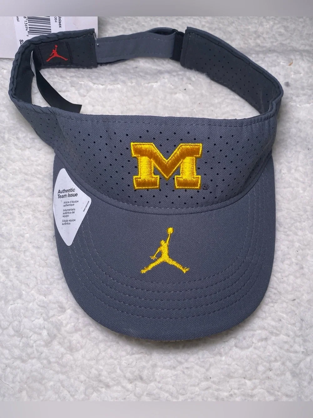 Jordan Gray Visor with Yellow Michigan 'M' and Jumpman